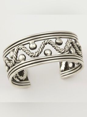 Vintage Sterling Silver Cuff Bracelet Southwestern Twisted Rope Heavy 55 Grams